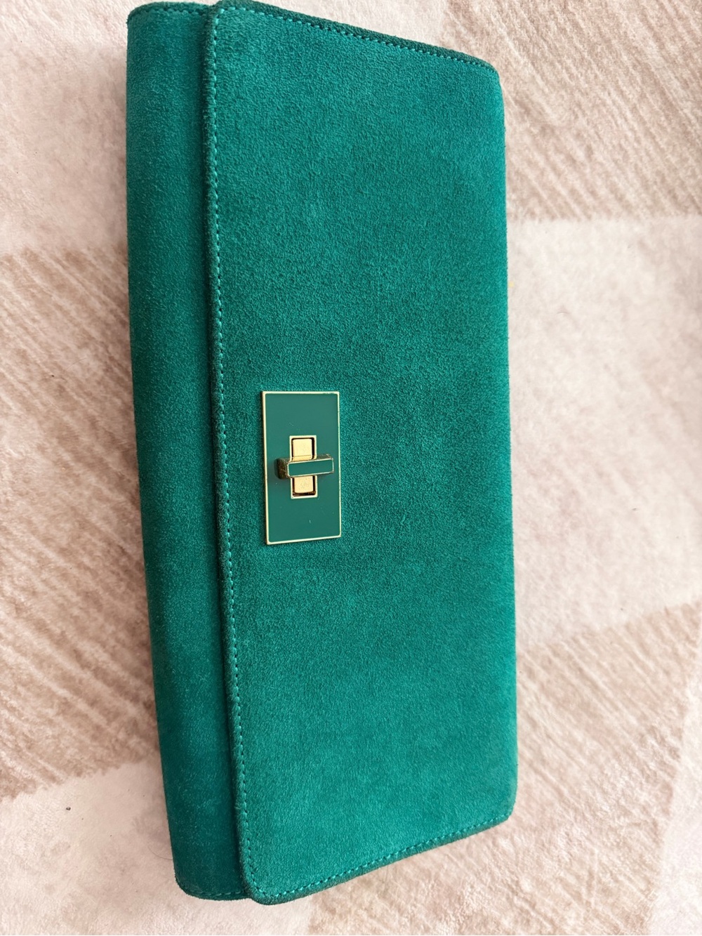 Banana Republic Teal Suede Turn-Lock Wallet
